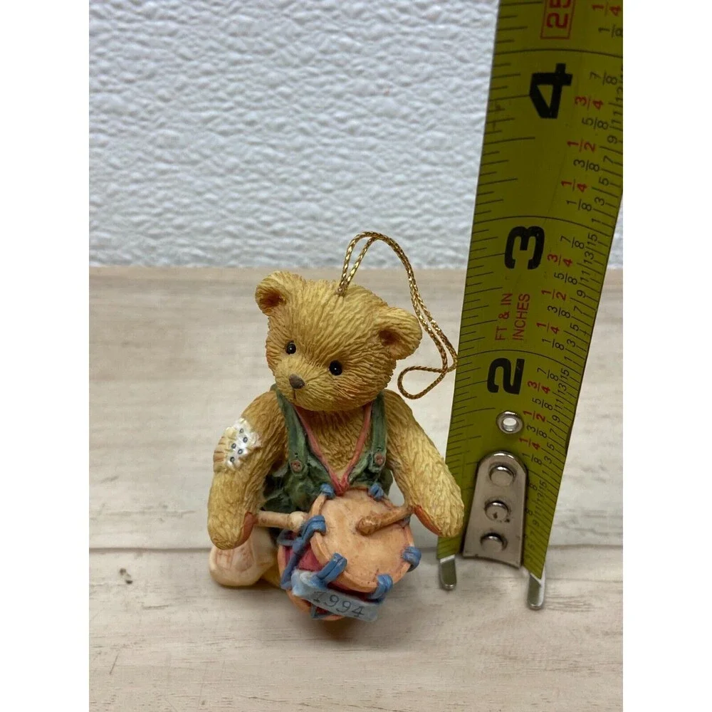 Vtg 1994 Enesco Cherished Teddies I ll Play My Drum For You Hanging Ornament Fig